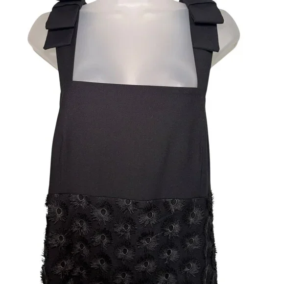 Julia Allert Black Midi Dress Floral Appliqué XL NWT - Picture 3 of 6